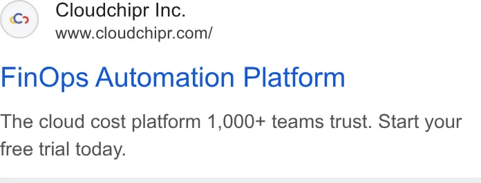 An ad Cloudchipr is running