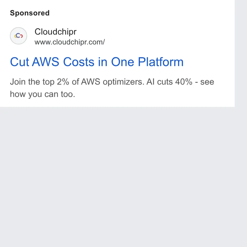 An ad Cloudchipr is running
