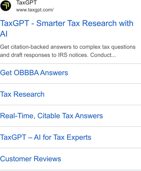 An ad TaxGPT is running