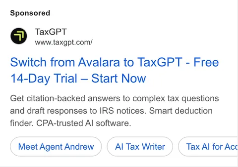 An ad TaxGPT is running