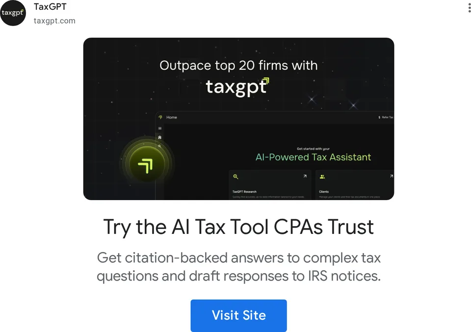 An ad TaxGPT is running