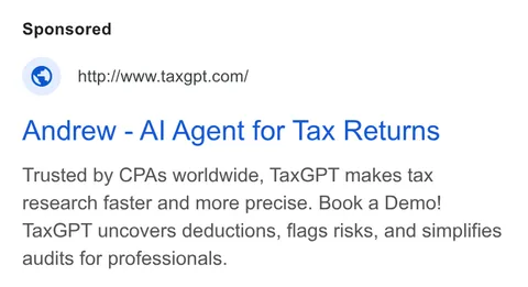 An ad TaxGPT is running