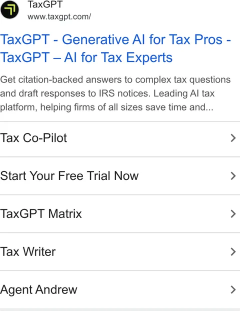 An ad TaxGPT is running