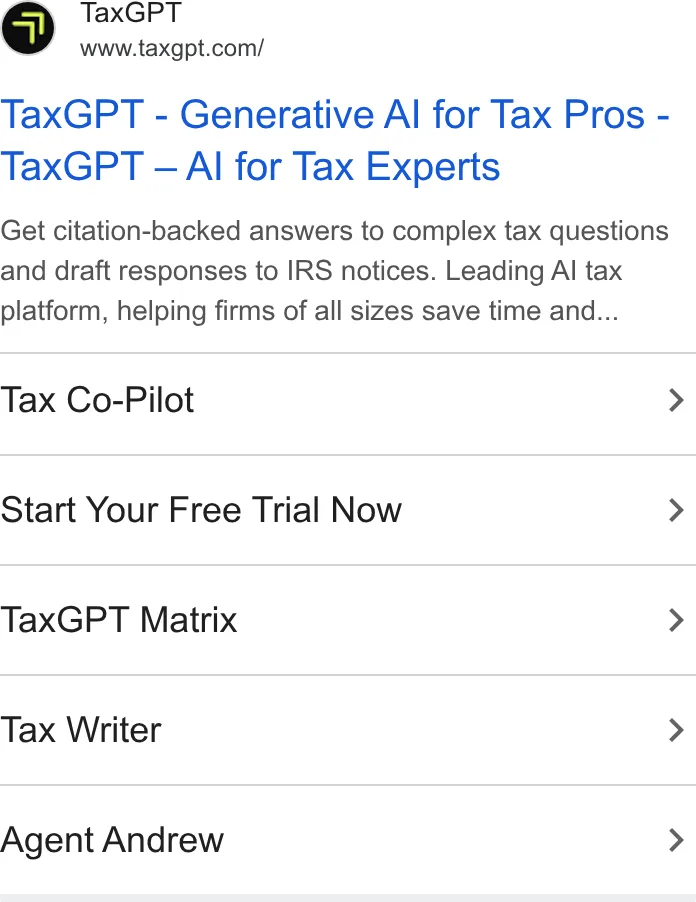 An ad TaxGPT is running
