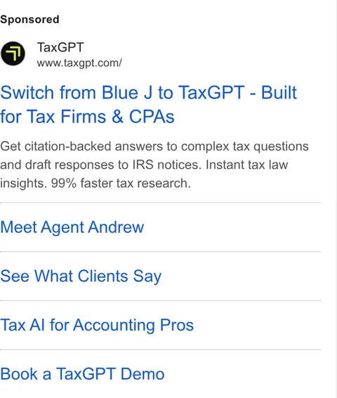 An ad TaxGPT is running