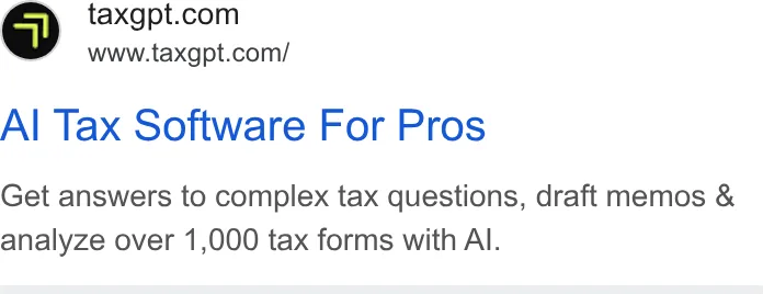 An ad TaxGPT is running