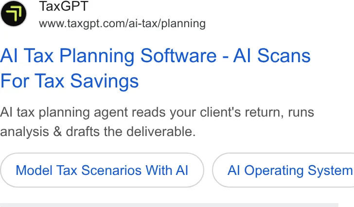 An ad TaxGPT is running