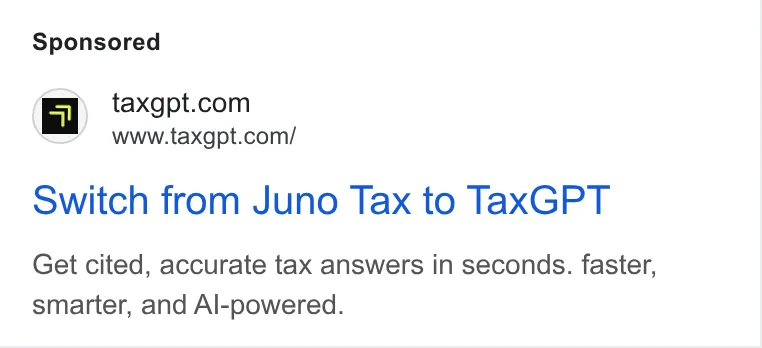 An ad TaxGPT is running