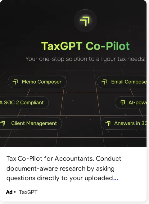 An ad TaxGPT is running
