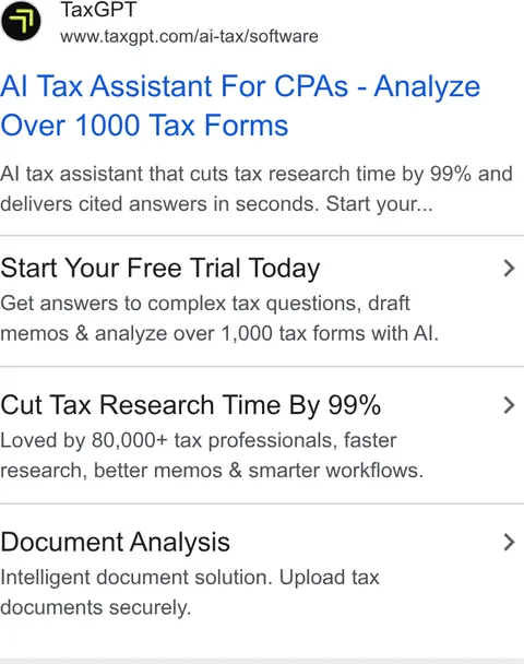An ad TaxGPT is running
