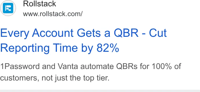 An ad Rollstack is running