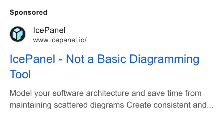 An ad IcePanel is running