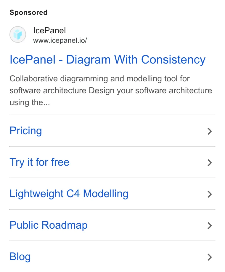 An ad IcePanel is running