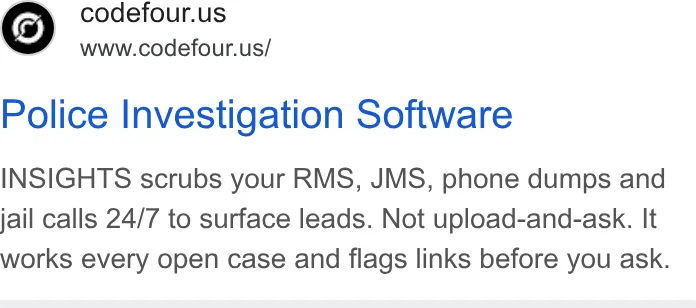An ad Code Four is running