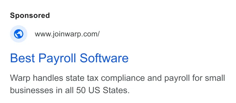An ad Warp is running