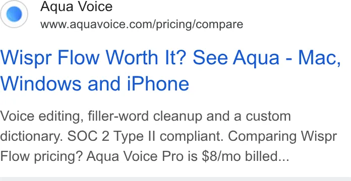 An ad Aqua Voice is running