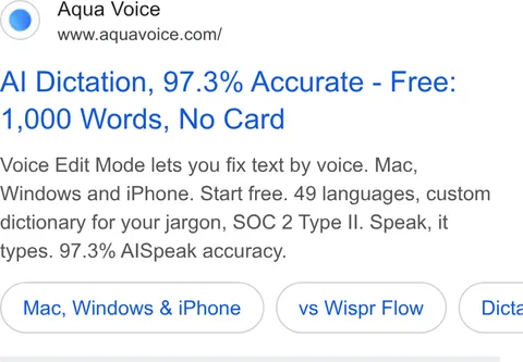 An ad Aqua Voice is running