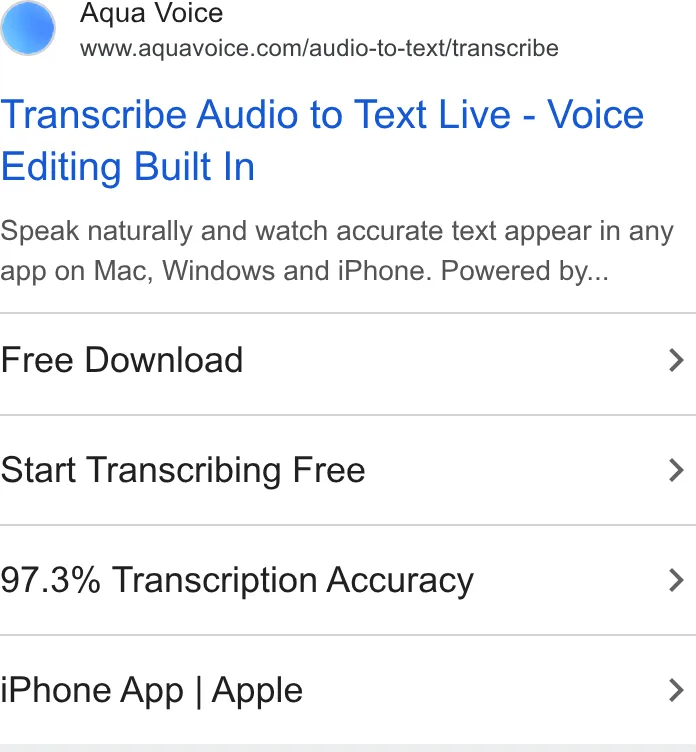An ad Aqua Voice is running