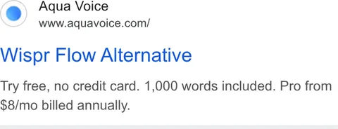 An ad Aqua Voice is running