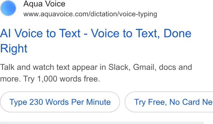 An ad Aqua Voice is running