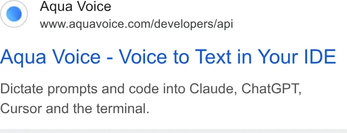 An ad Aqua Voice is running