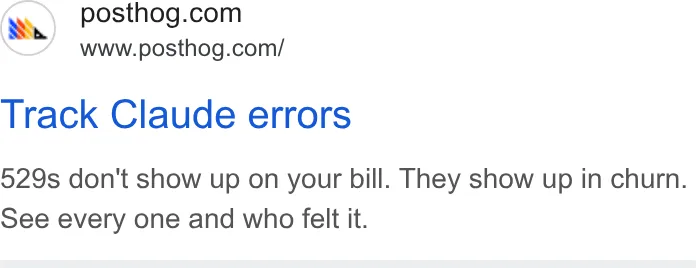 An ad Posthog is running