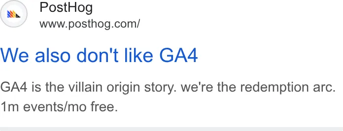 An ad Posthog is running