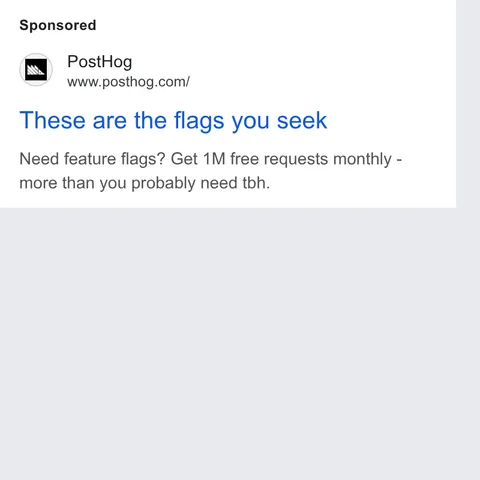An ad Posthog is running