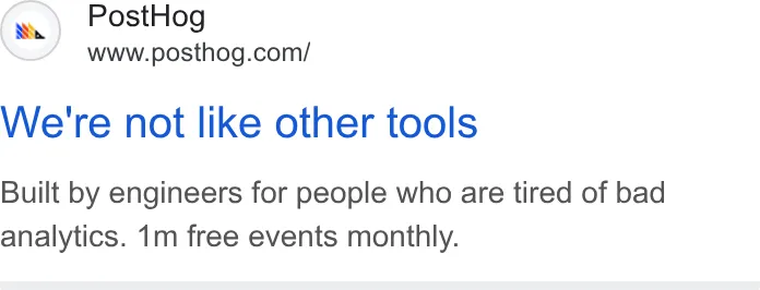 An ad Posthog is running