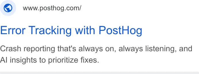 An ad Posthog is running