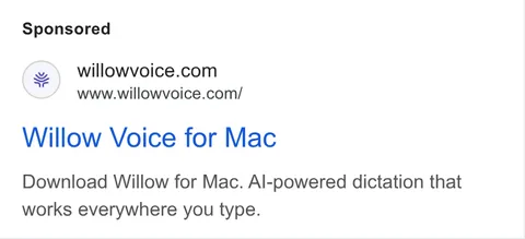 An ad Willowvoice is running