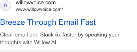 An ad Willowvoice is running