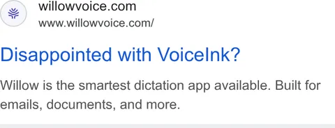 An ad Willowvoice is running