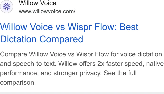 An ad Willowvoice is running