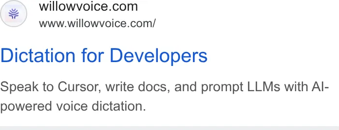 An ad Willowvoice is running