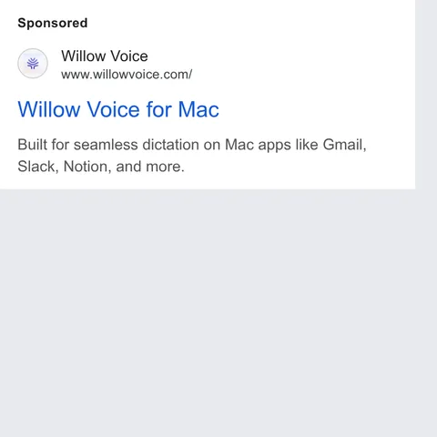 An ad Willowvoice is running