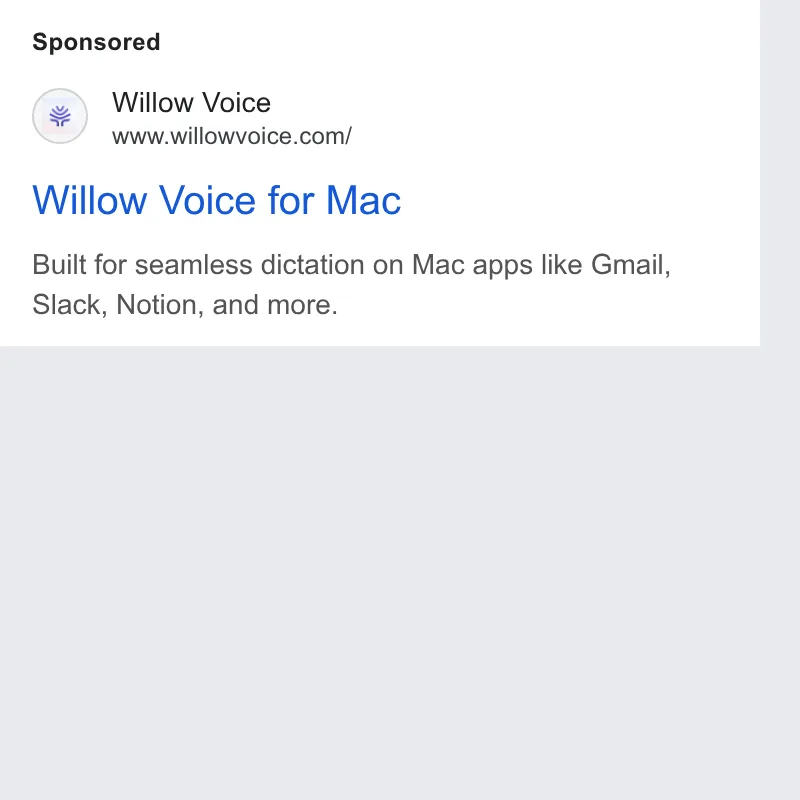 An ad Willowvoice is running