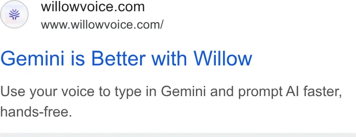 An ad Willowvoice is running