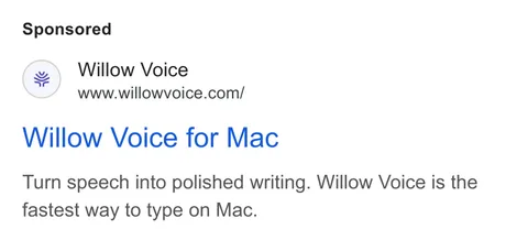 An ad Willowvoice is running