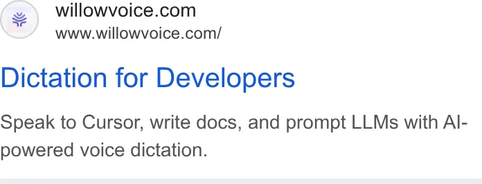An ad Willowvoice is running