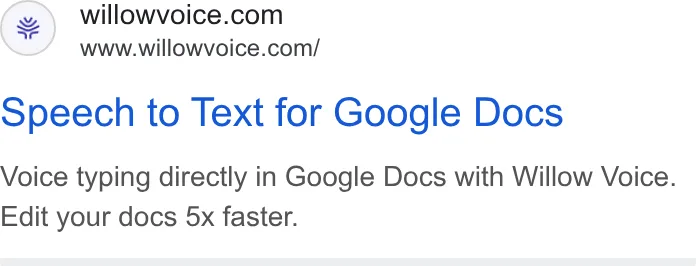 An ad Willowvoice is running