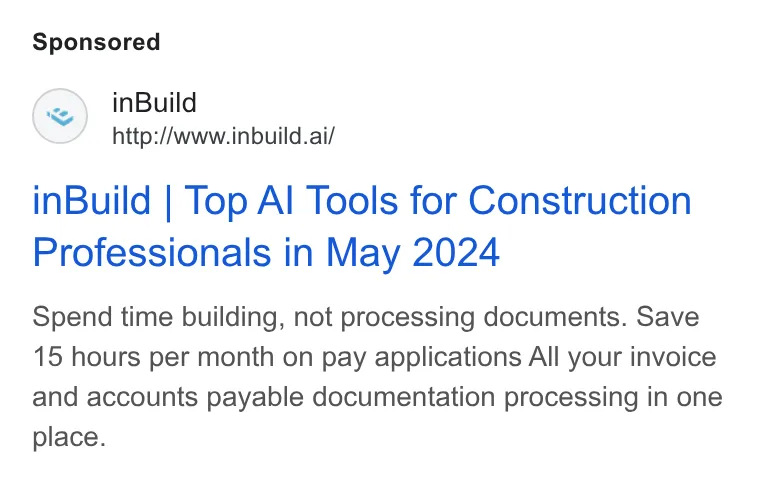 An ad inBuild is running
