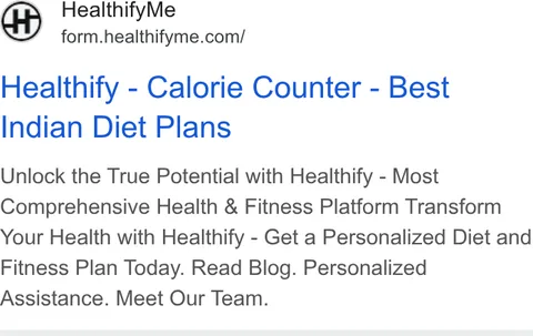 An ad Healthifyme is running