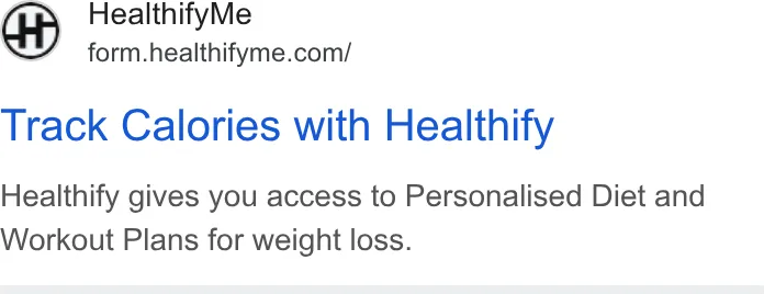 An ad Healthifyme is running