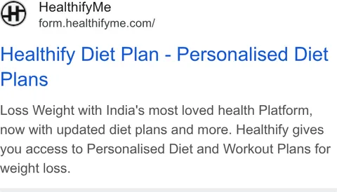 An ad Healthifyme is running