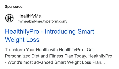 An ad Healthifyme is running