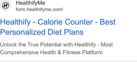 An ad Healthifyme is running
