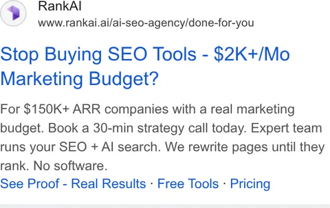 An ad RankAI is running