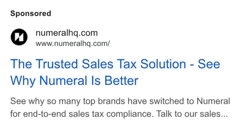 An ad Numeral is running
