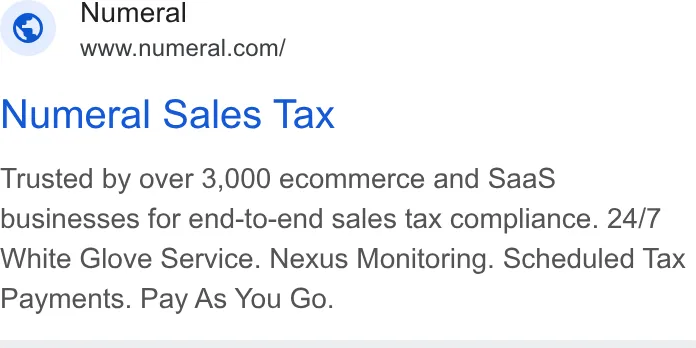 An ad Numeral is running